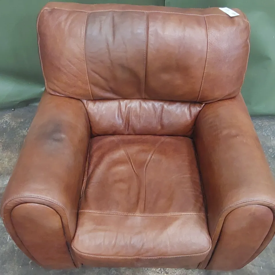 QUALITY DESIGNER BROWN FAUX LEATHER ARMCHAIR