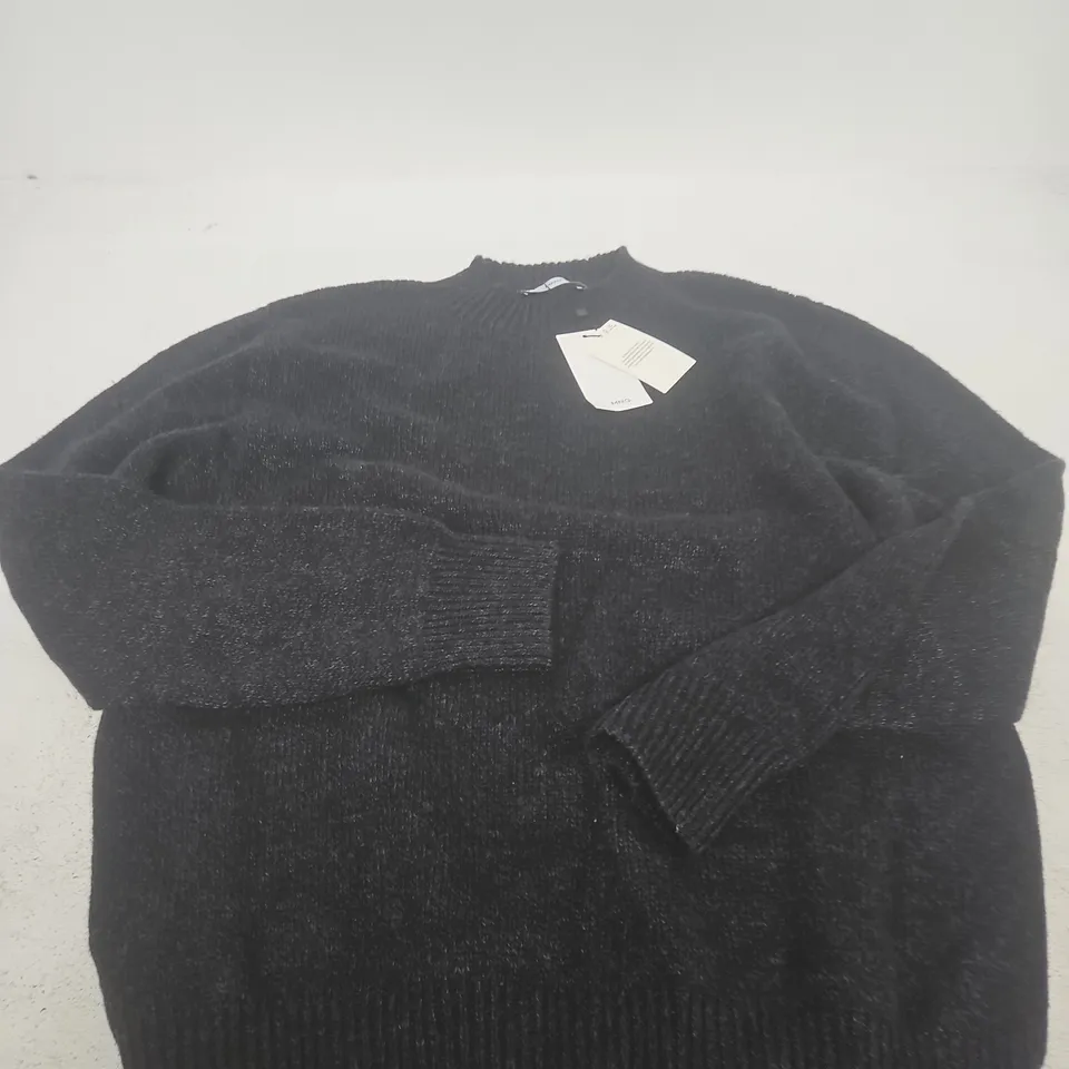 MANGO JERSEY KNIT JUMPER – BLACK – UK SIZE L