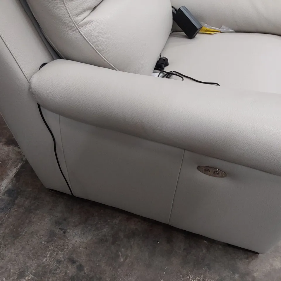 QUALITY ITALIAN DESIGNER POWER RECLINING EASY CHAIR BEIGE LEATHER 