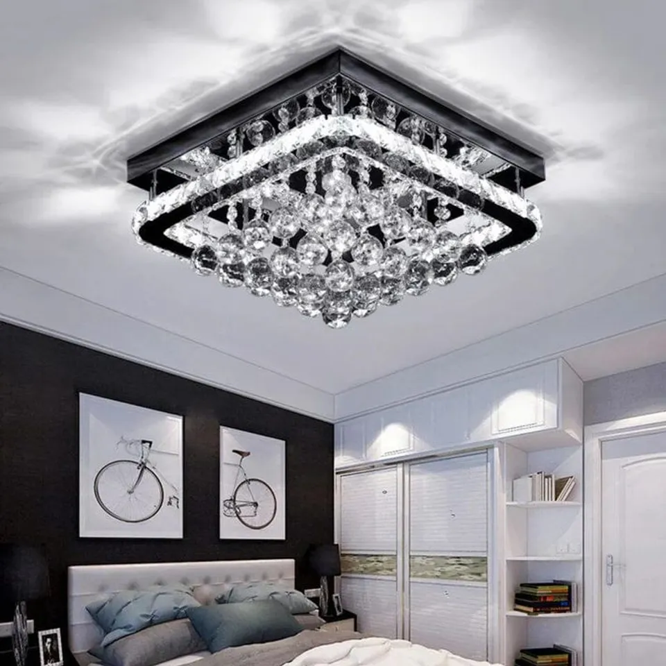 BOXED LIGHTS IN 40CM W CHROME FINISHED SQUARE LED CEILING LIGHT