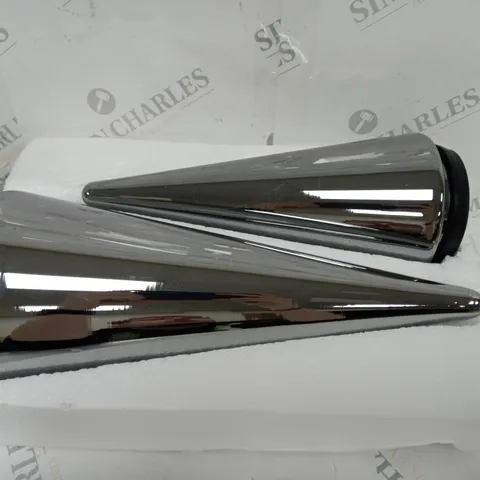 BOXED KELLY HOPPEN SET OF 2 INDOOR OUTDOOR PRELIT GLASS DECOR - REFLECTIVE CONES
