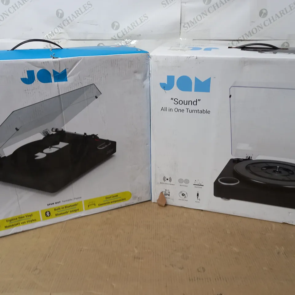 LOT OF 2 BOXED JAM ALL IN ONE TURNTABLES