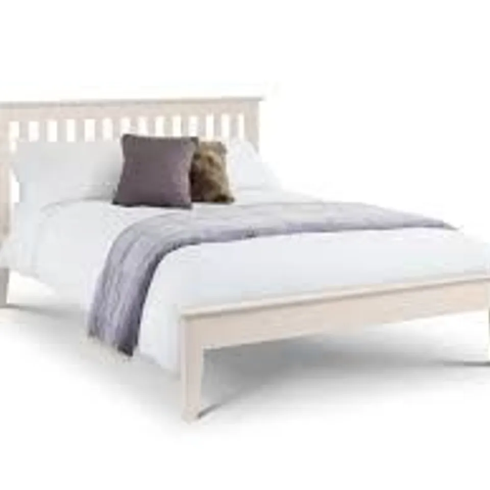 BOXED JULIAN BOWEN SALERNO 135cm BED FRAME - IVORY (2 BOXES)