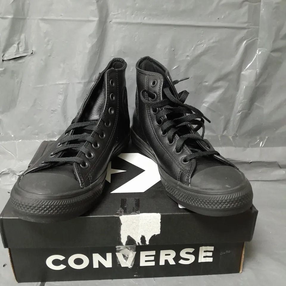 CONVERSE LEATHER HI TOP TRAINERS - BLACK - SIZE 7