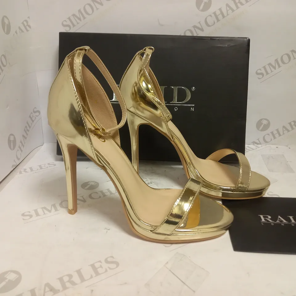 UK 5 RAID REAGAN STILETTO HEELED SANDAL - GOLD