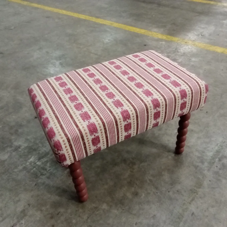 QUALITY DESIGNER RETRO STYLE RECTANGULAR FOOTSTOOL - PINK