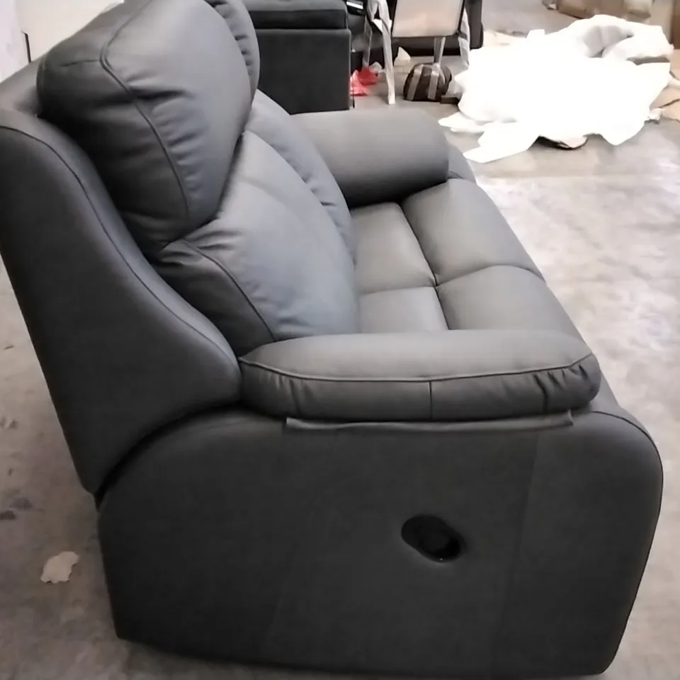 QUALITY BRITISH DESIGNER G PLAN MANUFACTURED KINGSBURY 2 SEATER MANUAL RECLINER SOFA - CAMBRIDGE PETROL BLUE LEATHER 