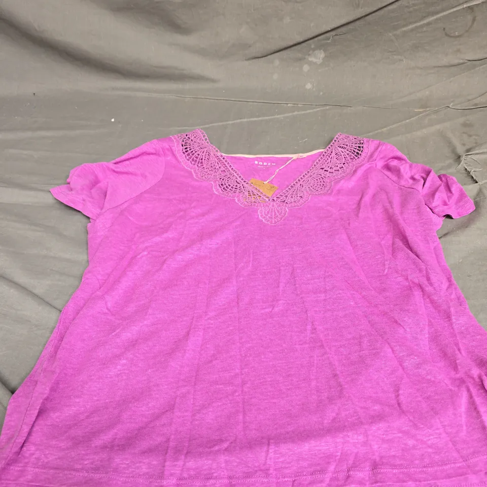 BODEN LACE TRIM LINEN T-SHIRT SIZE L