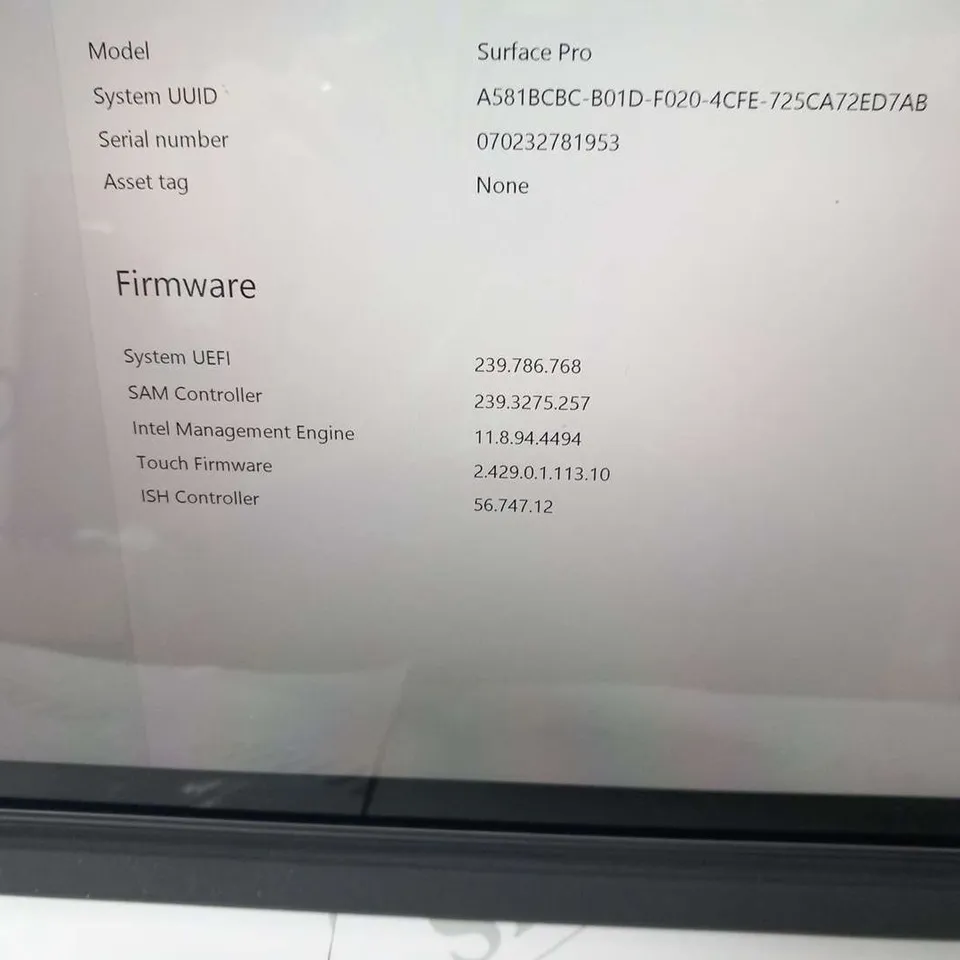 MICROSOFT SURFACE PRO 256GB 1807