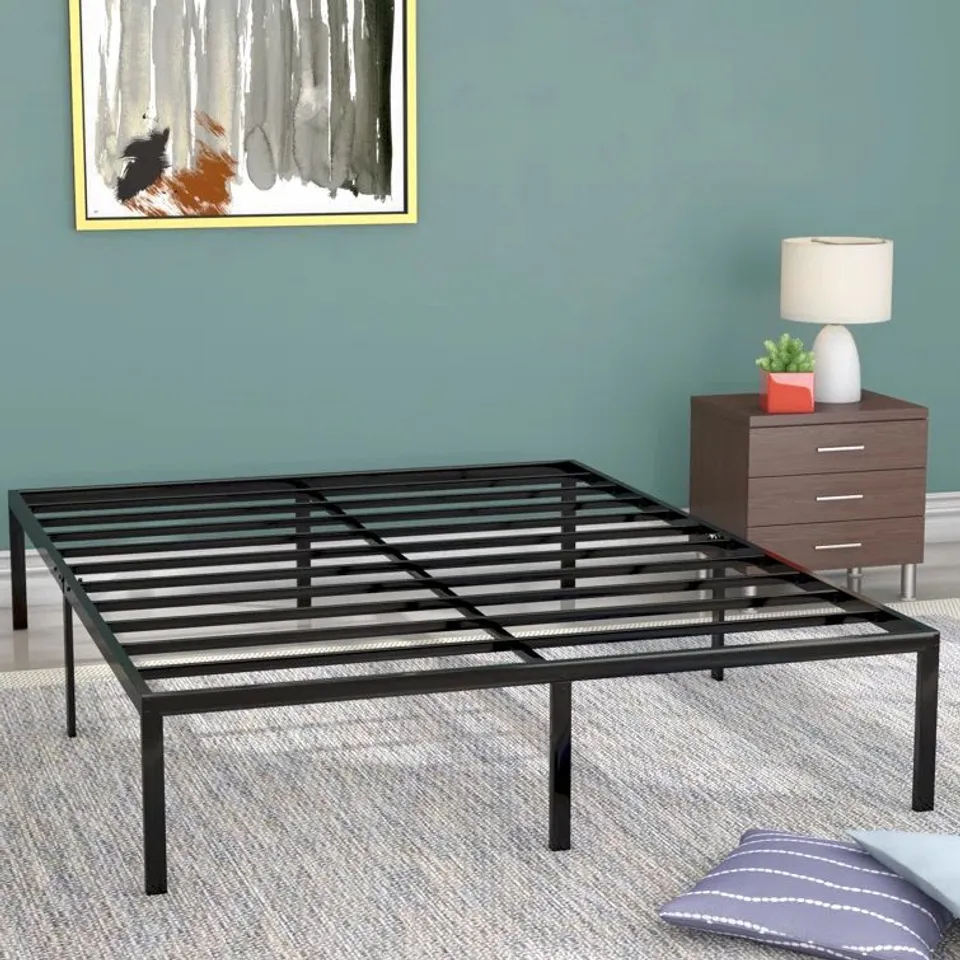 BOXED BARBIERI MINIMAL BLACK BED FRAME WITH SQUARE FEET - SINGLE (1 BOX)