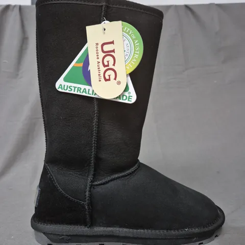 BOXED PAIR OF UGG CLASSIC LONG SHOES IN BLACK EU SIZE 37