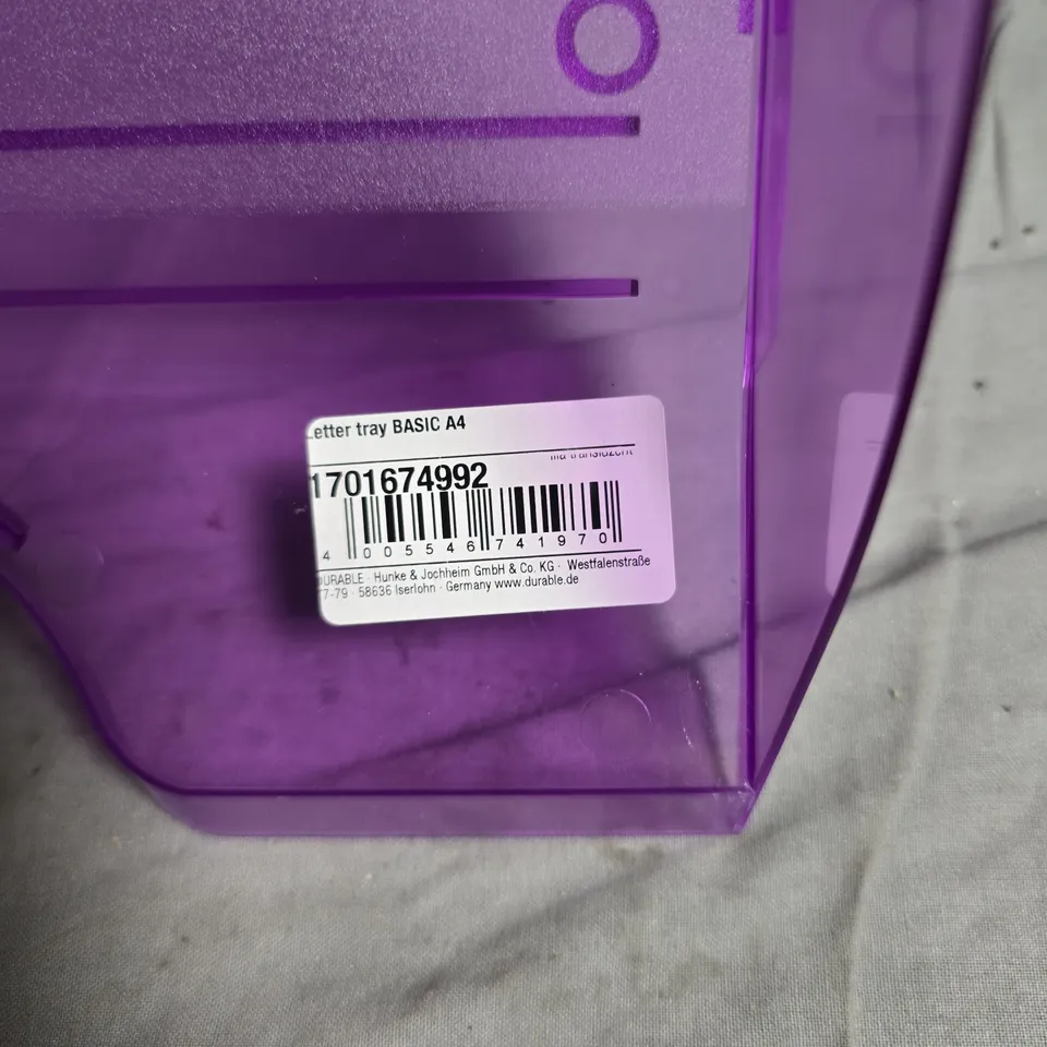 APPROXIMATELY 5 BASIC A4 LETTER TRAYS IN PURPLE