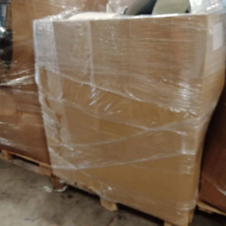 PALLET OF ASSORTED HOUSEHOLD GOODS AND PRODUCTS TO INCLUDE;LAMPSHADES,MIRROR, TRASH CAN,CHAIR,ETC