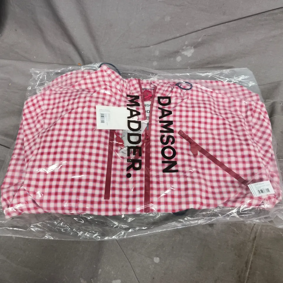 BAGGED DAMSON MADDER MATILDA RAINCOAT IN CHERRY GINGHAM - SIZE 8