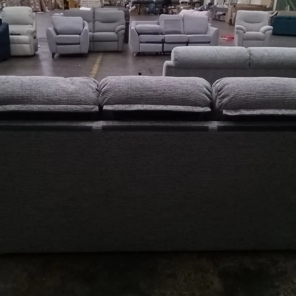 DESIGNER G PLAN MADE NEWMARKET PIXIE SMOKE THREE SEATER SOFA AND MANUAL RECLINING ARMCHAIR