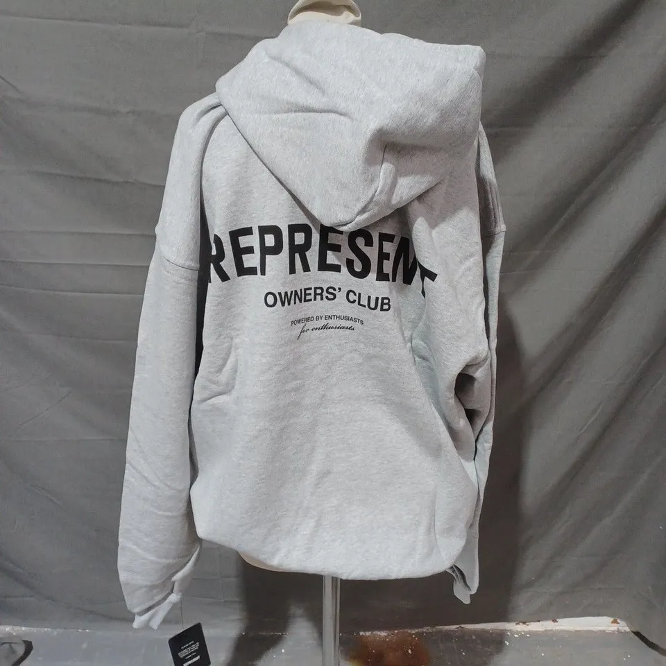 REPRESENT LIGHT GREY OWNERS CLUB HOODIE - LARGE