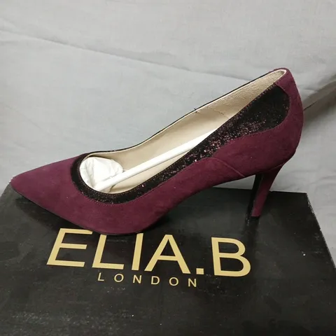 ELIA B LONDON DIANA BURGUNDY SUEDE COURT SHOES – UK 4 (EU 37)