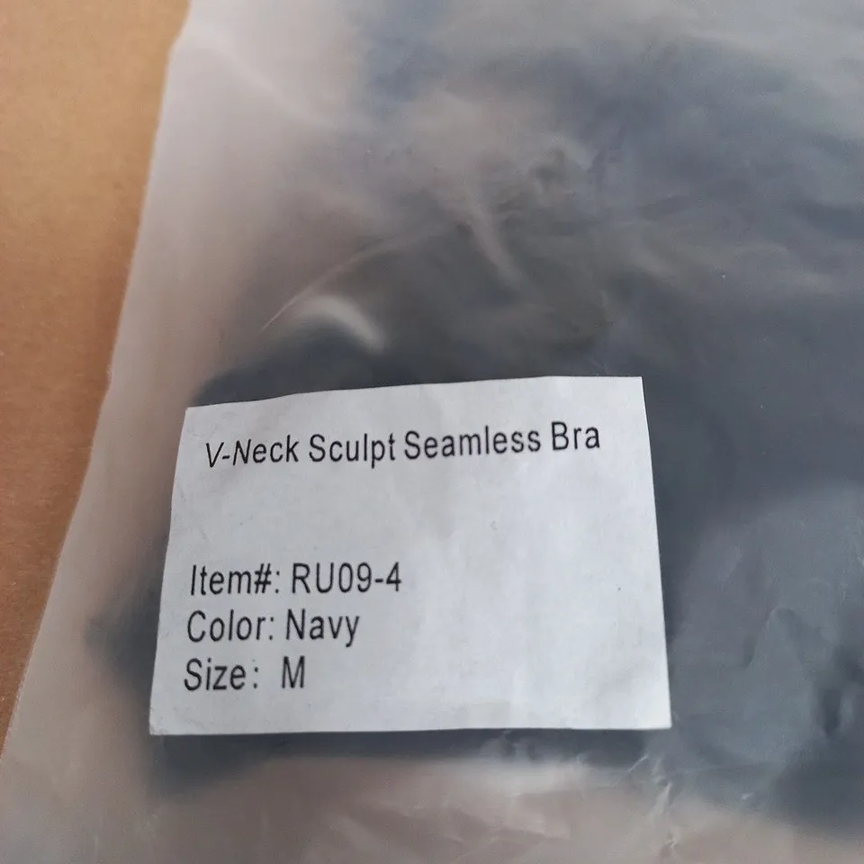 THRIVIN V-NECK SCULPT SEAMLESS BRA – NAVY – SIZE M