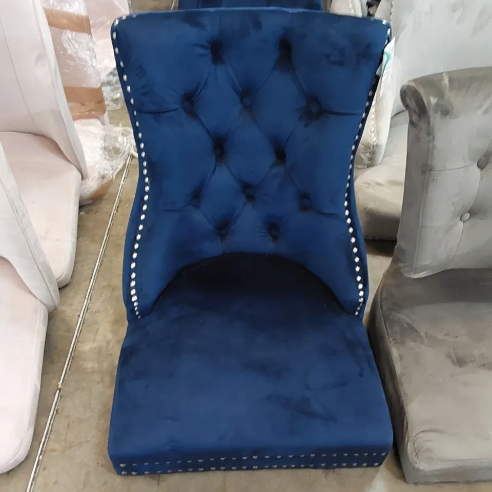 3 X ASSORTED UPHOLSTERED DINING CHAIR SEATS IN BLUE
