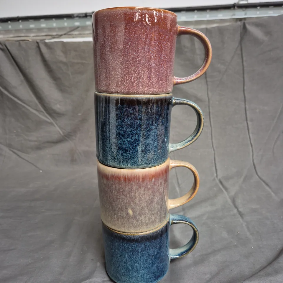 ELEMENTS SET OF 4 REACTIVE GLAZE STACKING MUGS 