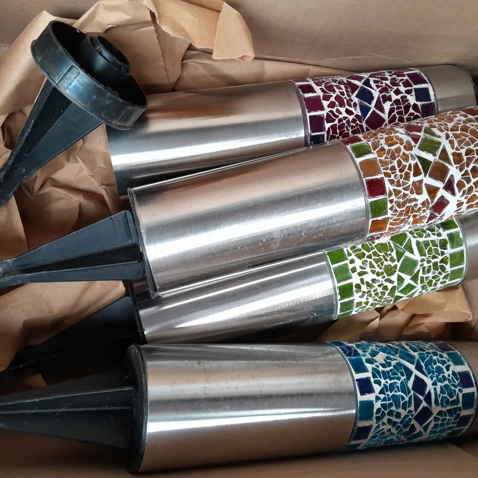 BOXED GARDEN REFLECTIONS SET OF 4 SOLAR MOSAIC STAKE LIGHTS