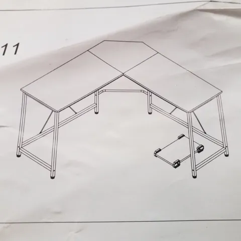 BOXED GRANDMA SHARK L-SHAPED COMPUTER DESK 140×140×75CM - BROWN