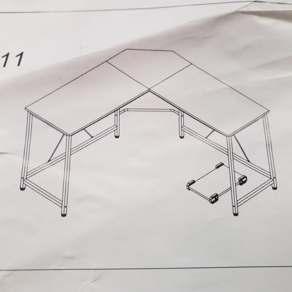 BOXED GRANDMA SHARK L-SHAPED COMPUTER DESK 140×140×75CM - BROWN