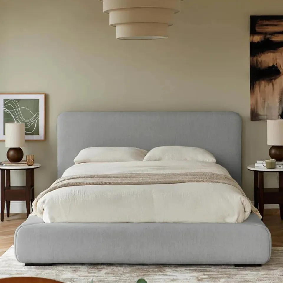BOXED DANETTI TAYLOR DOUBLE SIZE BED WITH STORAGE - GREY PLUSH CHENILLE (4 BOXES)