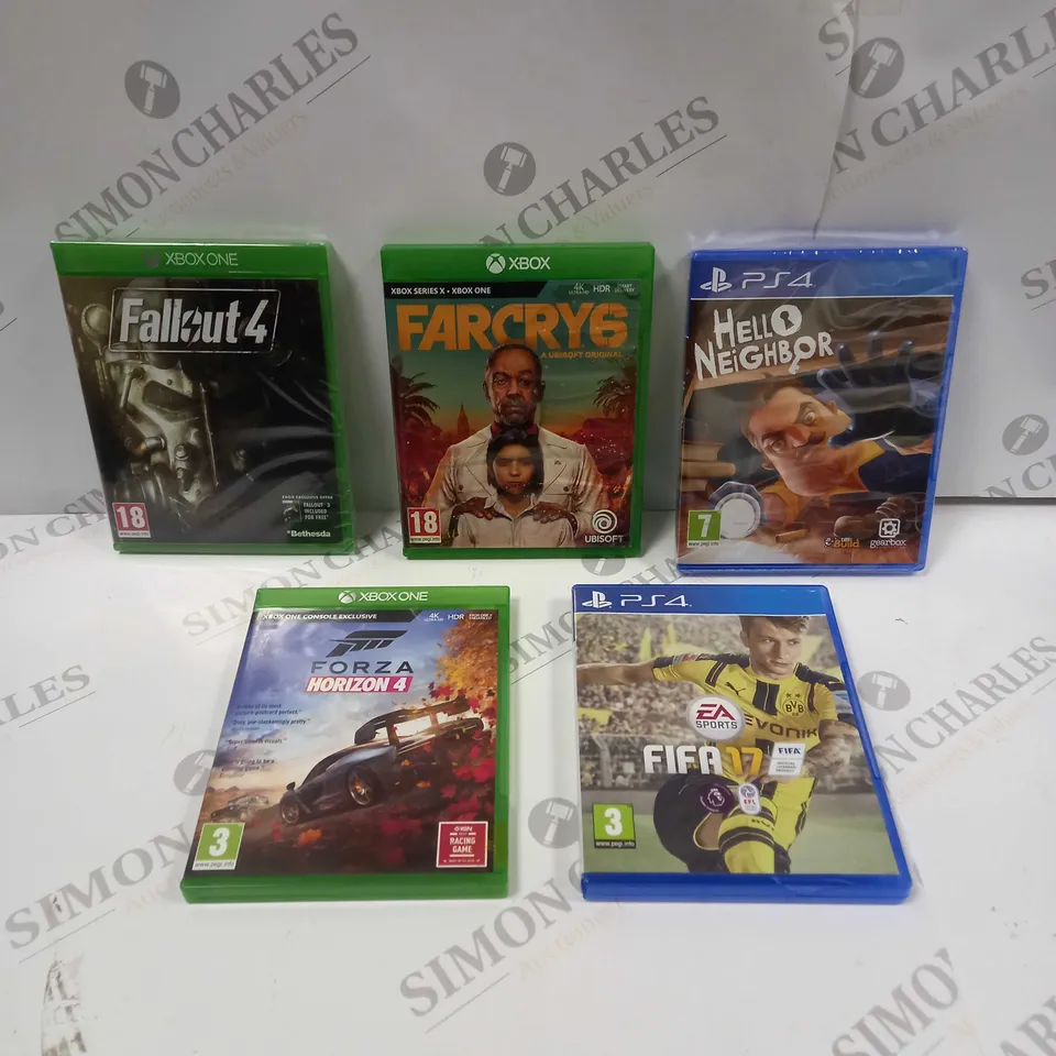 APPROX. 5 X ASSORTED VIDEO GAMES FOR THE XBOX ONE & PS4