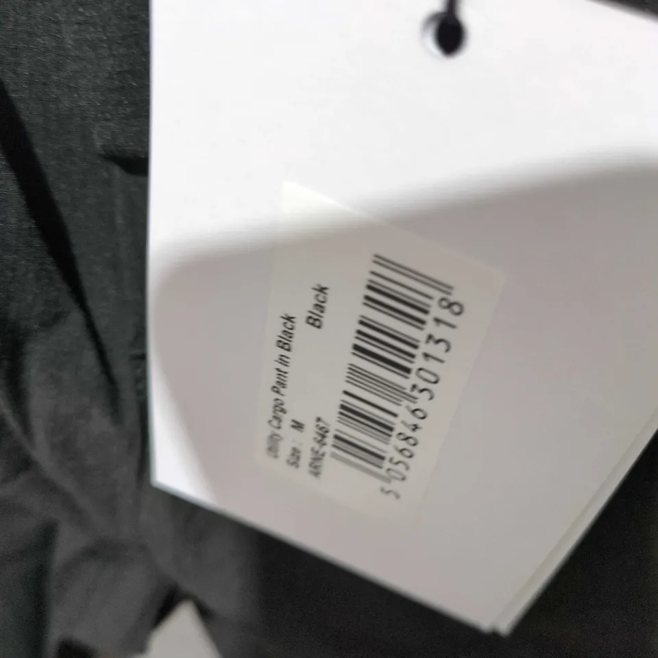 ARNE BLACK CARGO TROUSERS WITH ELASTIC WAIST AND DRAWSTRING SIZE M 
