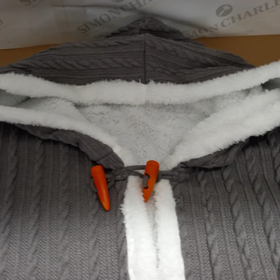 GREY BORG LINED HOODIE - SIZE UNSPECIFED
