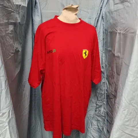 FERRARI RED LONG-SLEEVE T-SHIRT WITH AMD LOGO β SIZE L