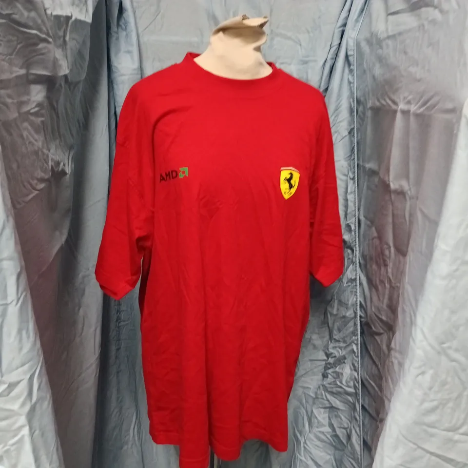 FERRARI RED LONG-SLEEVE T-SHIRT WITH AMD LOGO – SIZE L
