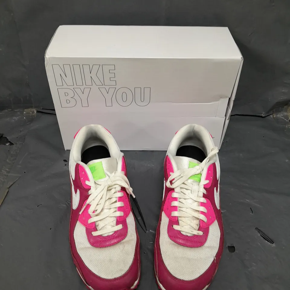 BOXED PAIR OF NIKE BY YOU AIR MAX PINK/GREEN UK 11