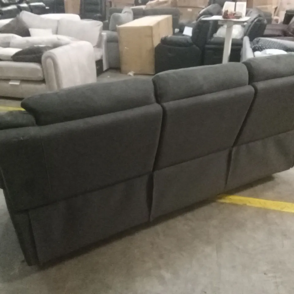 ALBION FABRIC 3 SEATER HIGH BACK MANUAL RECLINER SOFA - CHARCOAL RRP £749