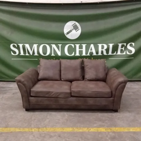 DURY LEATHER LOOK 3 SEATER SOFA - CHOCOLATE