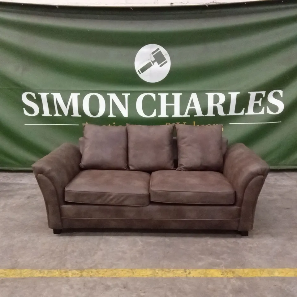 DURY LEATHER LOOK 3 SEATER SOFA - CHOCOLATE RRP £599