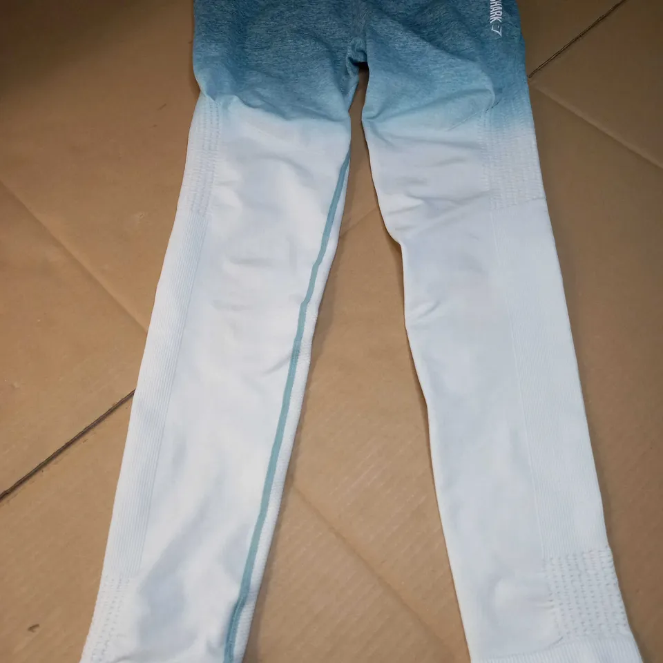 GYMSHARK GREEN/WHITE FITNESS LEGGINGS - MEDIUM