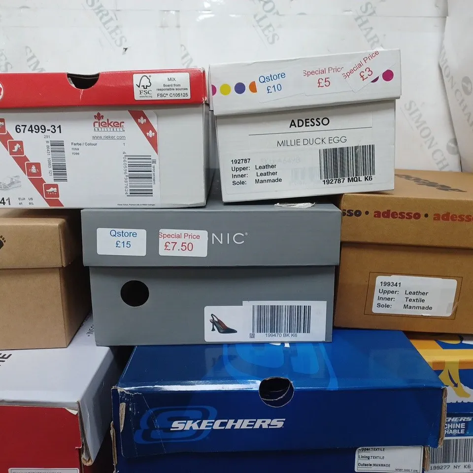 8 BOXED PAIRS OF SHOES IN VARIOUS SIZES BY SKETCHERS, RIEKER, ADESSO, BONOVA, AND VIONIC