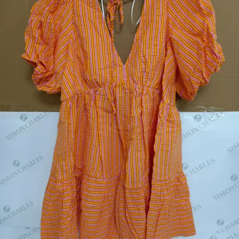 NOBODYS CHILD VIENNA MINI DRESS IN PINK & ORANGE - UK 12
