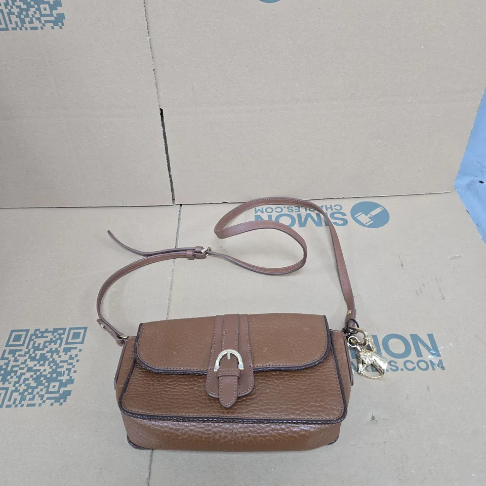 PAUL COSTELLO DRESSAGE BROWN LEATHER CROSSBODY BAG