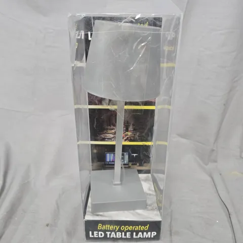 BOXED BATTERY OPERATED TABLE LAMP IN GREY
