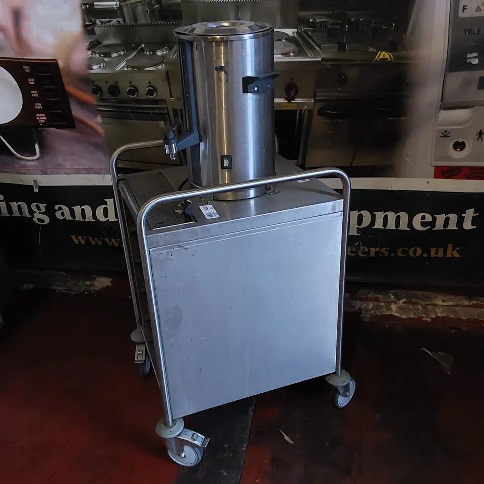 COMMERCIAL STAINLESS STEEL CATERING TROLLEY WITH HOT WATER BOILER / COFFEE DISPENSER 