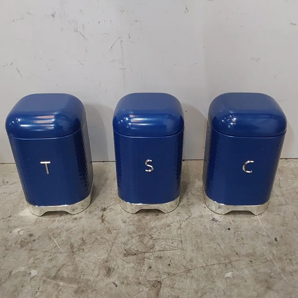 BOXED LOVELLO 3 PIECE COFFEE, TEA & SUGAR CANNISTERS