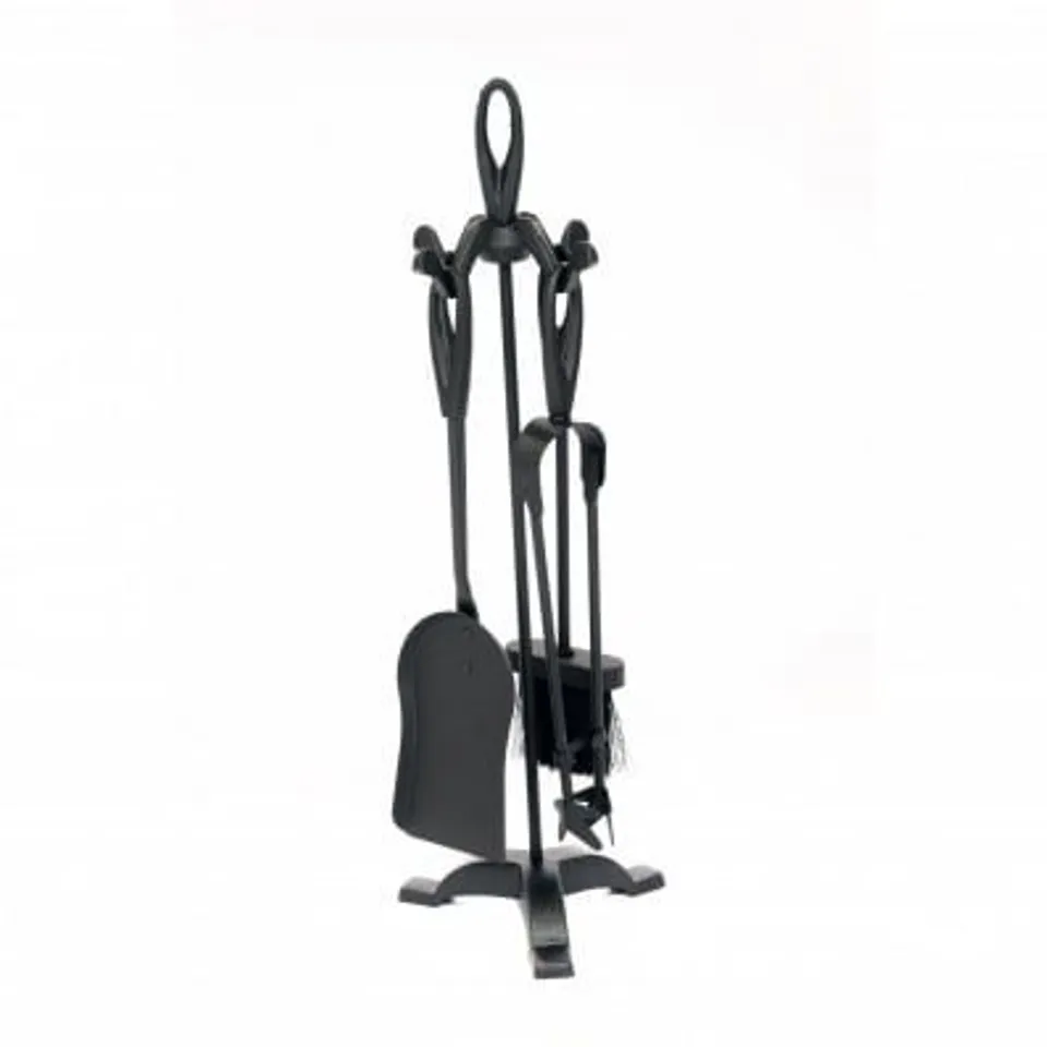 BOXED OYPLA HEAVY DUTY STEEL FIREPLACE 5 PIECE COMPANION SET POKER SHOVEL