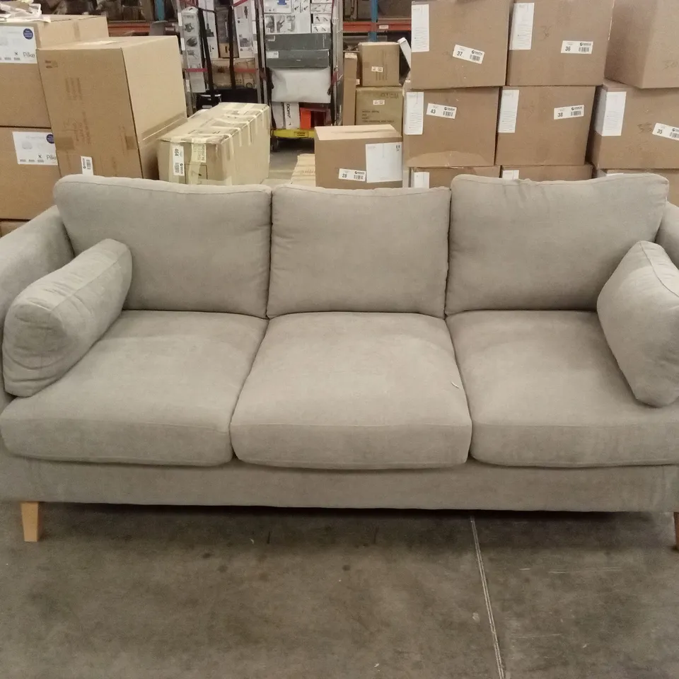 DESIGNER 3 SEATER SOFA - GREY FABRIC