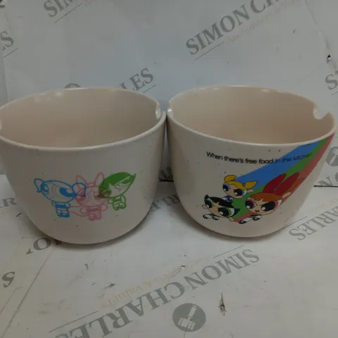 2 LARGE POWER PUFF GIRLS FOOD BOWLS