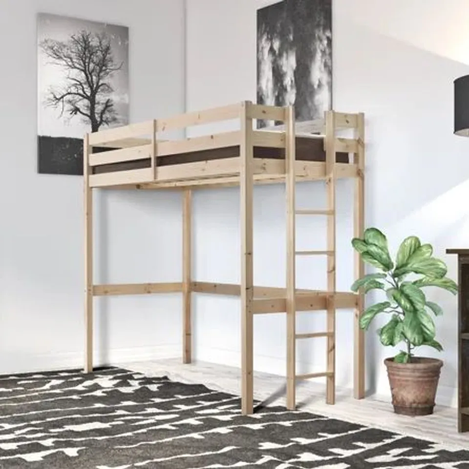 BOXED SOILD WOOD HIGH SLEEPER LOFT BED (BOX 1 OF 2 ONLY)