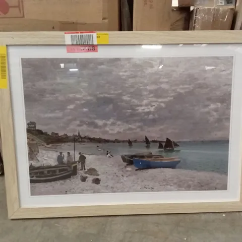 FRAMED BOATS BY THE SEA ART PIECE