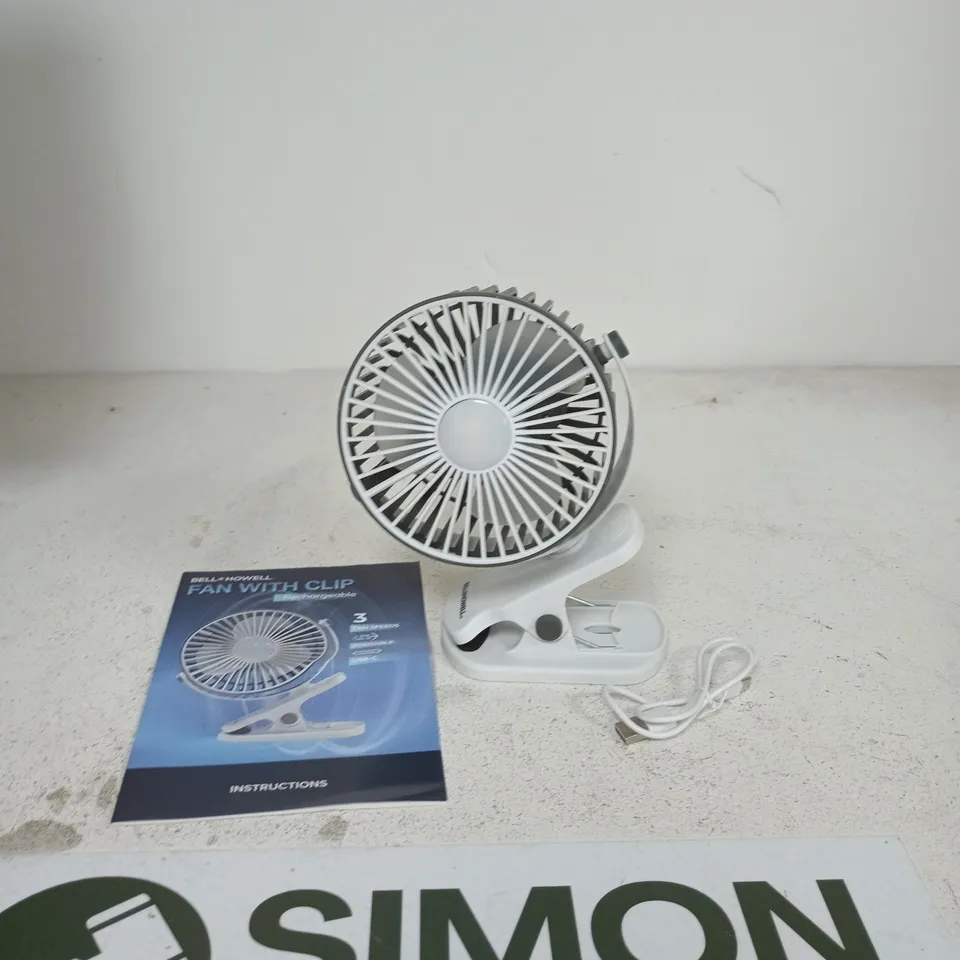 USB CLIP-ON DESK FAN, WHITE, USB POWERED - BOX OF TWO
